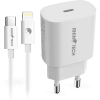 RhinoTech síťová nabíječka 25W PD s kabelem USB-C na Lightning 27W, 1 m bílý - Nabíječky