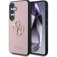 Guess PU Grained 4G Metal Logo kryt Samsung Galaxy S25 růžový - Pouzdra