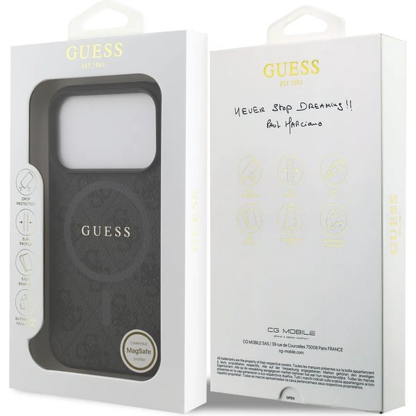 Guess PU Leather 4G Colored Ring MagSafe Zadní Kryt pro iPhone 17 Pro černý - Pouzdra - Obrázek 454dc58ed3ab436d805a3061b0e73b82