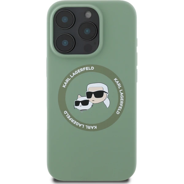 Karl Lagerfeld Liquid Silicone K&CH Heads MagSafe kryt iPhone 16 Pro zelený - Pouzdra - Obrázek 4555b483036c430eb411f88beb4ecb8b