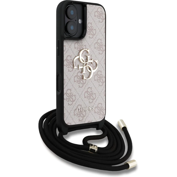 Guess PU 4G Metal Logo Crossbody popruh kryt iPhone 16 růžový - Pouzdra - Obrázek 455b2012cf694767b77b41e99d4c55c7