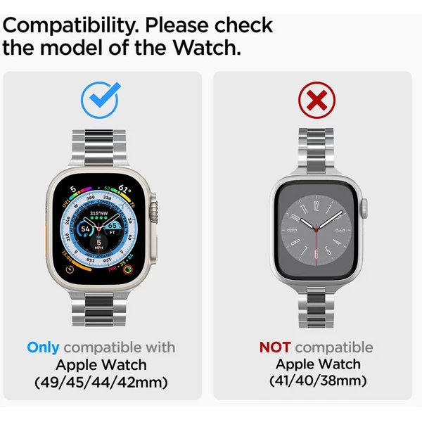 Spigen Modern Fit 316L řemínek Apple Watch 49/45/44/42mm stříbrný - Řemínky - Obrázek 45D5000L01