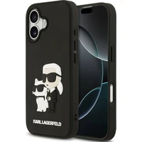 Karl Lagerfeld 3D Rubber Karl and Choupette kryt iPhone 17 černý - Pouzdra