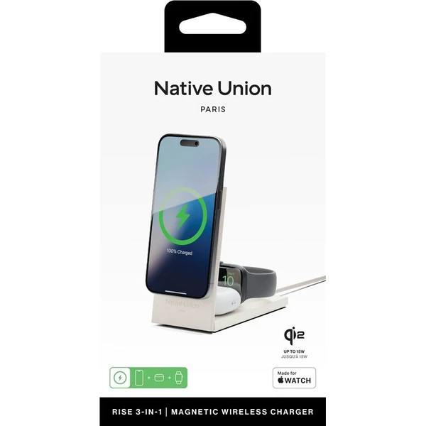 Native Union Rise 3v1 Qi2 (MagSafe) bezdrátová nabíječka s adaptéry šedá - Nabíječky - Obrázek 460edc5ef3d84769840d7fd878cdff8a