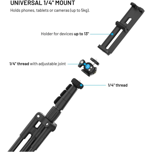 FIXED Creator Tripod extra dlouhý stativ (1,9 m), 1/4" závit, černý - Držáky - Obrázek 461cb427dce6498c8bbc29670c25b668