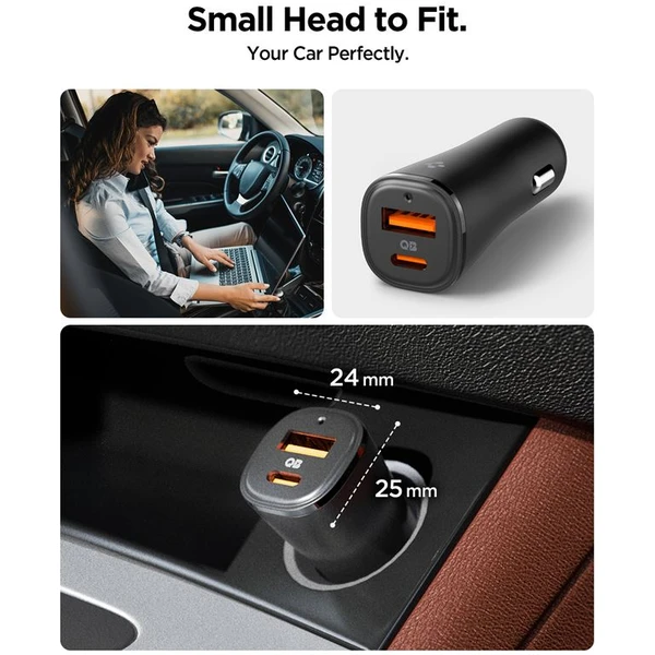 Spigen ArcStation Essential 48W nabíječka do auta černá - Nabíječky - Obrázek 462409bb192045dfbe60392174e9e0f9