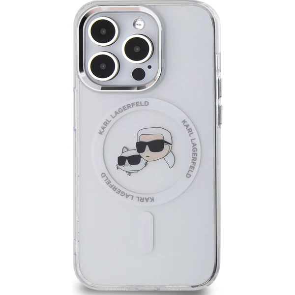 Karl Lagerfeld IML K&CH Heads Metal Frame MagSafe kryt iPhone 15 Pro čirý - Pouzdra - Obrázek 465d8ce468454d61ae38e492c4e10afd