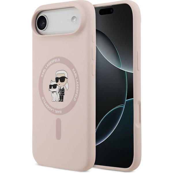 Karl Lagerfeld Liquid Silicone Karl and Choupette MagSafe kryt iPhone Air růžový