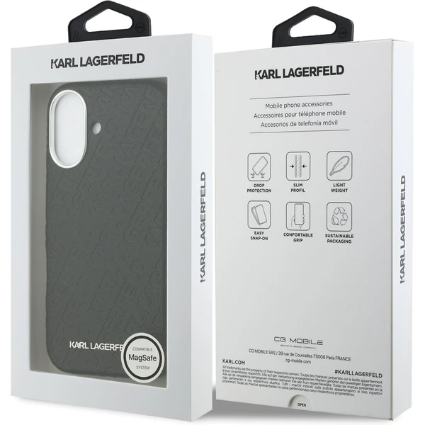 Karl Lagerfeld Grained PU Repeated Logo MagSafe kryt iPhone 17 černý - Pouzdra - Obrázek 46a54e1736fa40b6baccb5dba8e04600
