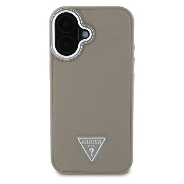 Guess PU Grained Triangle Logo kryt pro iPhone 16 hnědý - Pouzdra - Obrázek 46b4e87c7c2f482ea3033ab69f9d2db0