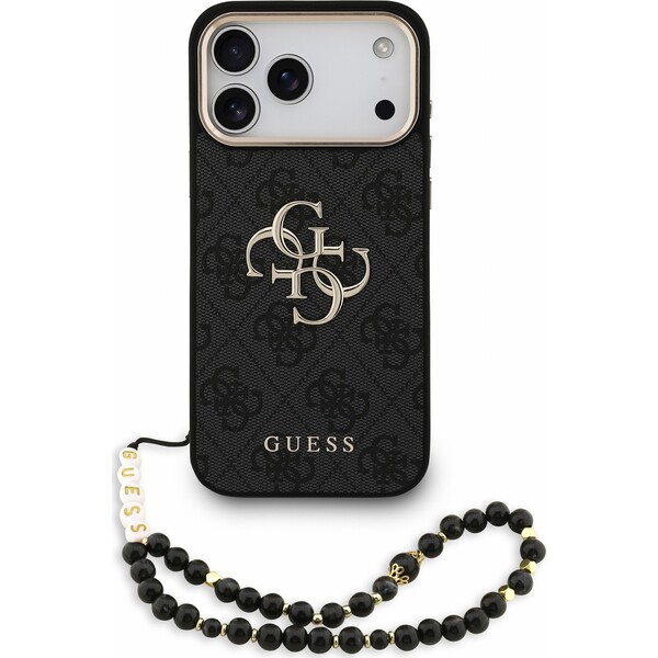 Guess PU 4G Metal Logo Strap kryt iPhone 18 Pro Max černý