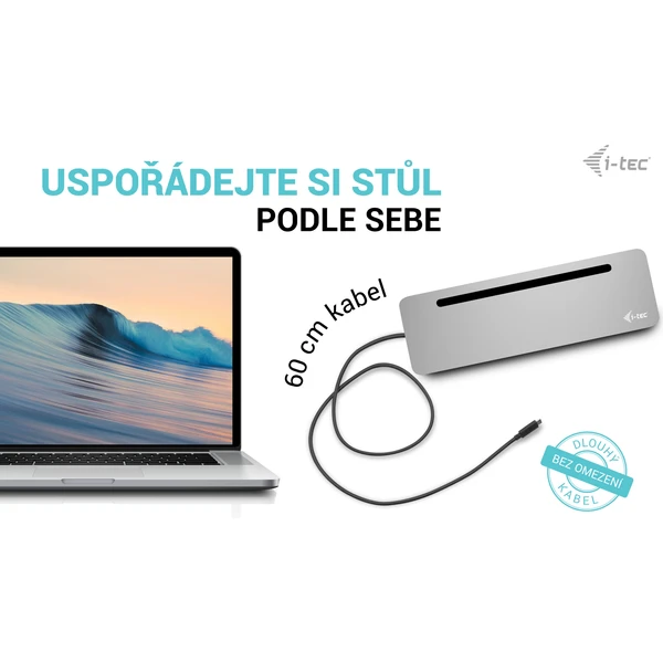 i-tec USB-C Metal Ergonomic 4K 3x Display dokovací stanice s PD 100W + i-tec nabíječka 100W - Dokovací stanice - Obrázek 47P8000601