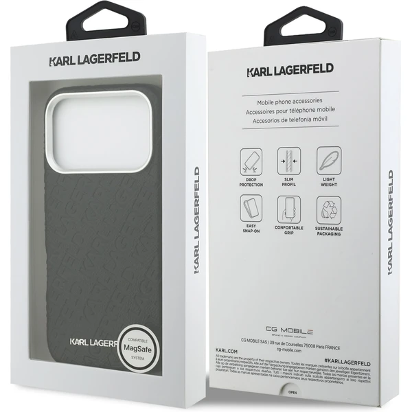 Karl Lagerfeld Grained PU Repeated Logo MagSafe kryt iPhone 17 Pro černý - Pouzdra - Obrázek 47c26f39d6a943489a978d850062fdd1