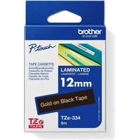 Brother TZe-334 páska zlatá na černém 12 mm - Pásky pro štítkovače