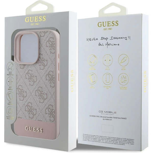 Guess PU 4G Stripe kryt iPhone 16 Pro Max růžový - Pouzdra - Obrázek 482063cdff294441ac6b23e77f480b90