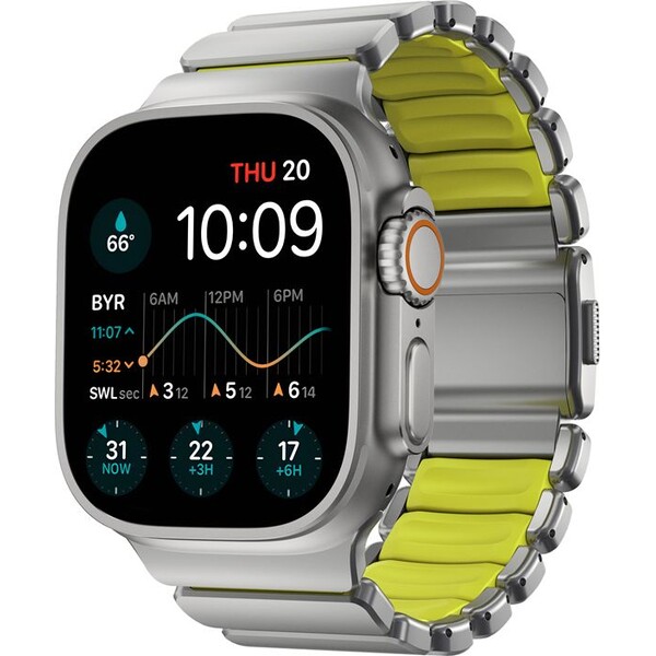 Nomad Stratos Band FKM řemínek Apple Watch 45/46/49mm Natural Titanium/Volt