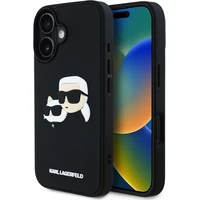 Karl Lagerfeld 3D Rubber Double Heads kryt iPhone 16 černý - Pouzdra