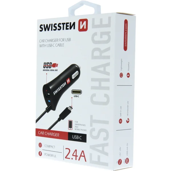 SWISSTEN CL autonabíječka USB-C a USB 2,4A - Nabíječky - Obrázek 48E2200301