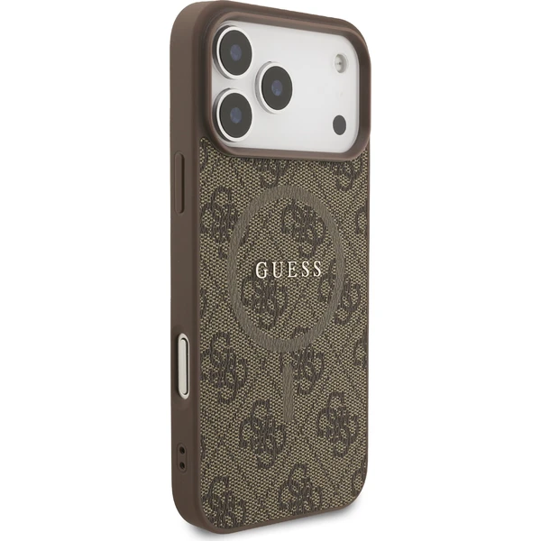 Guess PU Leather 4G Colored Ring MagSafe Zadní Kryt pro iPhone 17 Pro Max hnědý - Pouzdra - Obrázek 49593557aceb4ed1af4c92ac0d2662aa