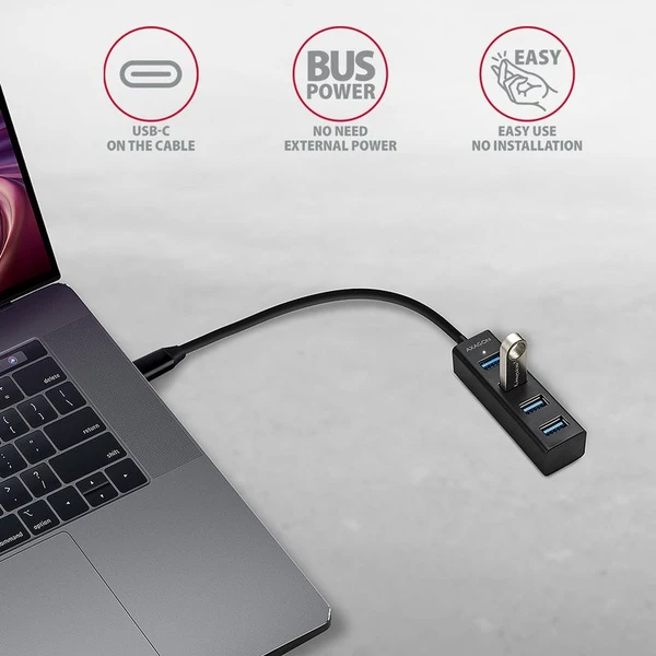 AXAGON HUEM1C 4x USB 3.2 Gen 1 MINI hub kovový kabel USBC 20cm - USB huby - Obrázek 497HF00101