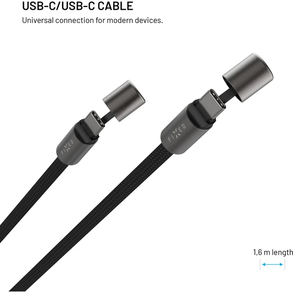 FIXED Neck Cable opletený kabel s USB-C/USB-C, 1.6m, PD 60W, 480Mbps černý - Kabely a redukce - Obrázek 497eeeef36834b4e98aec1ccc0adea29