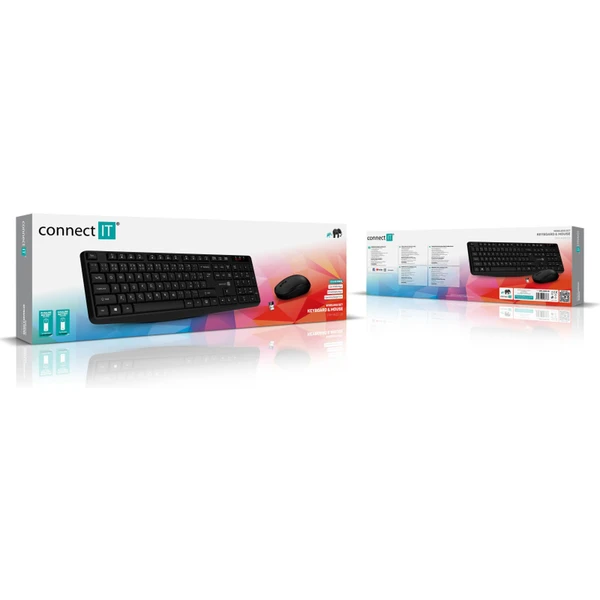 CONNECT IT OfficeBase Wireless Combo bezdrátová černá klávesnice + myš - Klávesnicové sety - Obrázek 49N0000P01