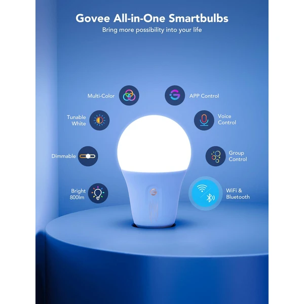 Govee Smart žárovka RGBWW 9W-60W 800lm E27 Long Life - Žárovky - Obrázek 49e641a8cb0b4946a68904bde23b1331