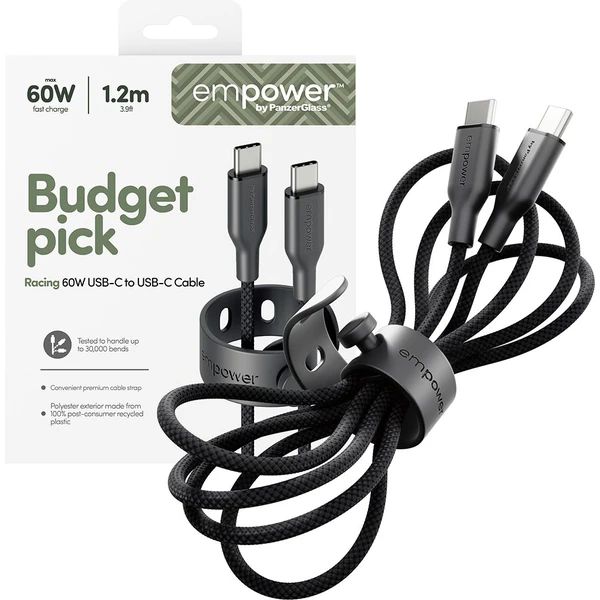 PanzerGlass USB-C/USB-C napájecí kabel 60W 1,2m černý - Kabely a redukce - Obrázek 4B3J000K01