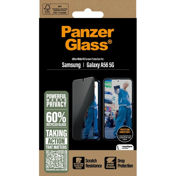 PanzerGlass® Privacy sklo Samsung Galaxy A56 5G s instalačním rámečkem - Ochranné folie a skla - Obrázek 4BUC000K01