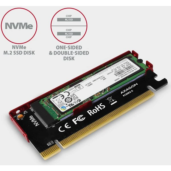 AXAGON PCEM2S PCIe x16 M.2 NVMe Mkey slot adaptér + pasivní chladič - Řadiče - Obrázek 4D7HF00101