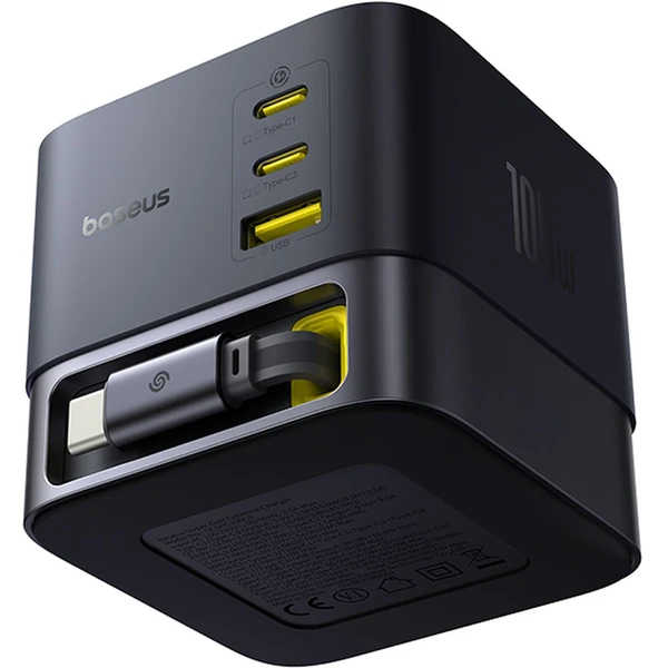 Baseus Super GaN Charger nabíjecí stanice 100W, 3xUSB-C, USB-A 1m kabel černá - Nabíječky - Obrázek 4DGE000L01
