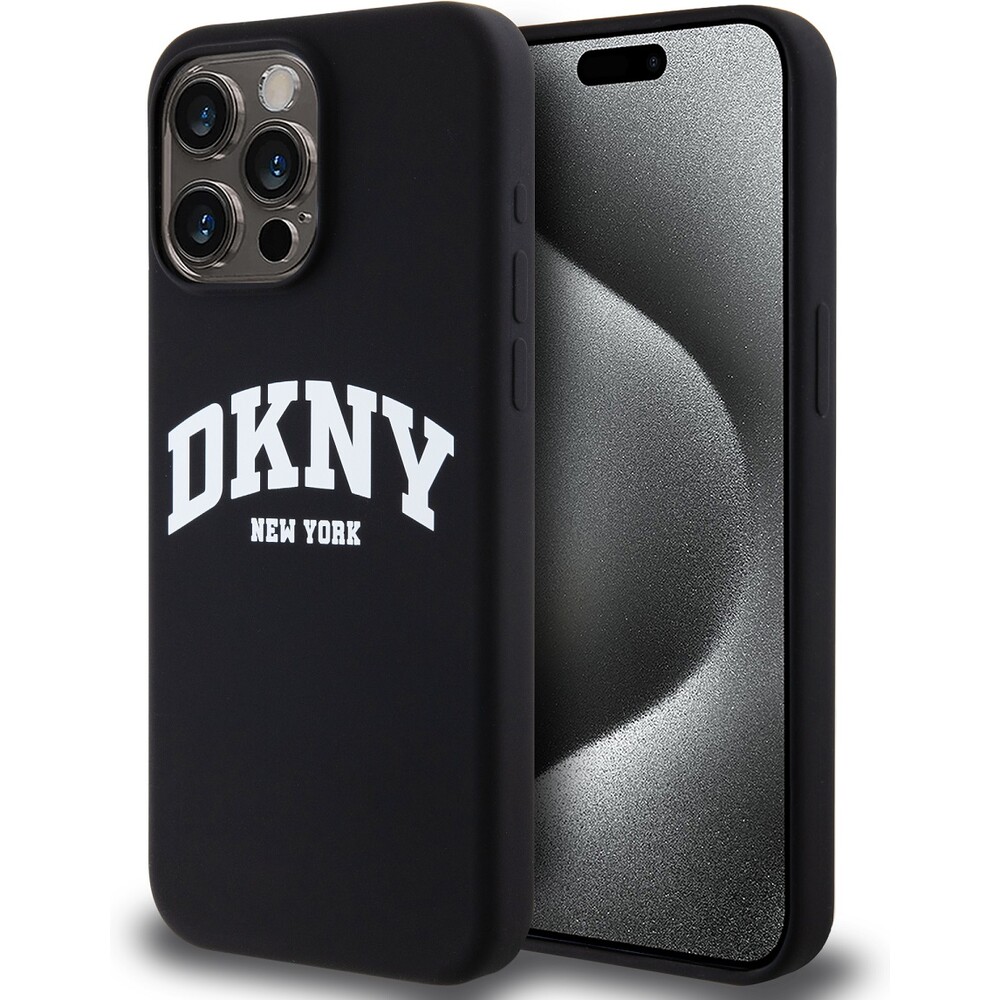 DKNY Liquid Silicone Arch Logo MagSafe kryt iPhone 15 Pro Max černý