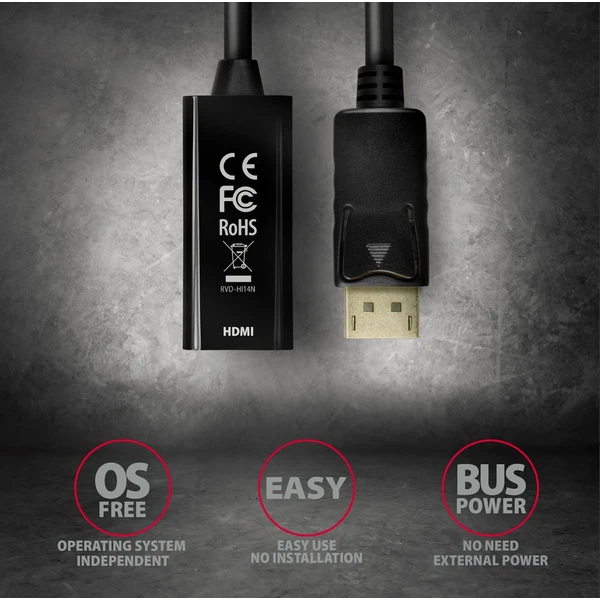 AXAGON DisplayPort/HDMI 1.4 redukce 0,18m černá - Kabely a redukce - Obrázek 4FD0700301