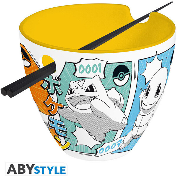 Set ramen misky a hůlek Abysse Corp Pokémon - Starters Manga Vícebarevná