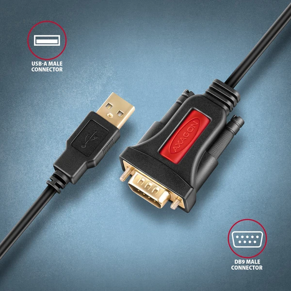AXAGON USB-A/COM(DE-9) redukce 1,5m černá - Kabely a redukce - Obrázek 4GS6000701
