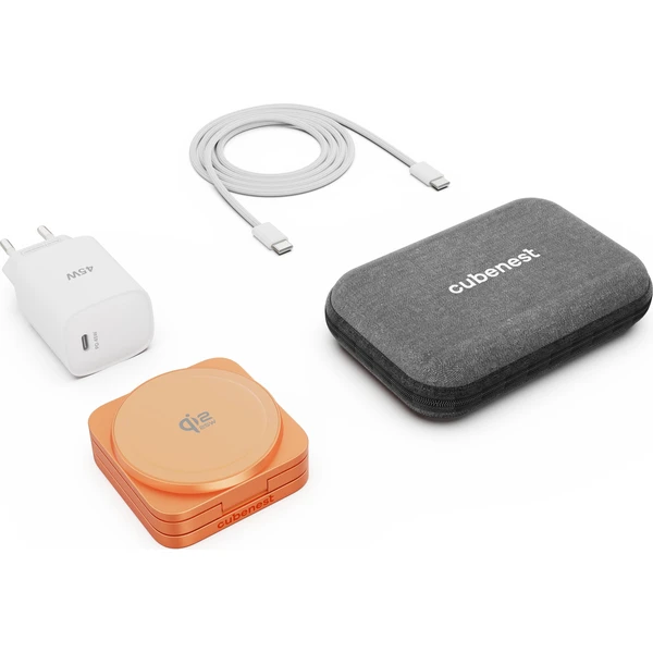Cubenest SQ312 Ultra Qi2.2 (MagSafe) 3v1 nabíječka (35W) oranžová (Limited Edition) - Nabíječky - Obrázek 4I9L000K01