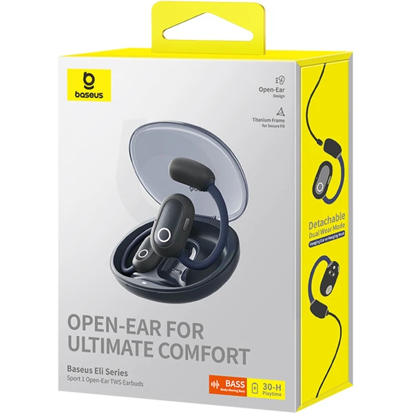 Baseus Eli Sport 1 Open-Ear TWS bezdrátová sluchátka Cosmic Black - Sluchátka - Obrázek 4KGE000L01