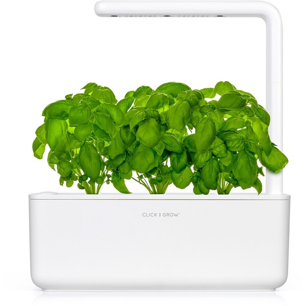 Click and Grow Smart Garden 3 chytrý květináč + 3ks kapslí se semínky bazalky bílý