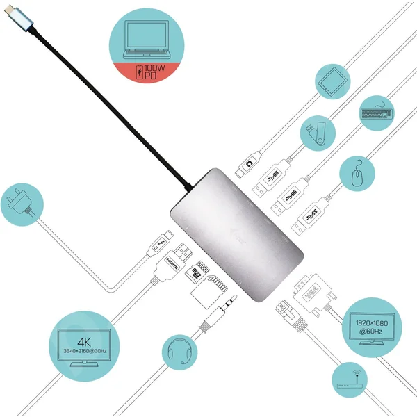 i-tec USB-C Metal Nano Dock dokovací stanice vesmírně šedá - USB huby - Obrázek 4LIC200401
