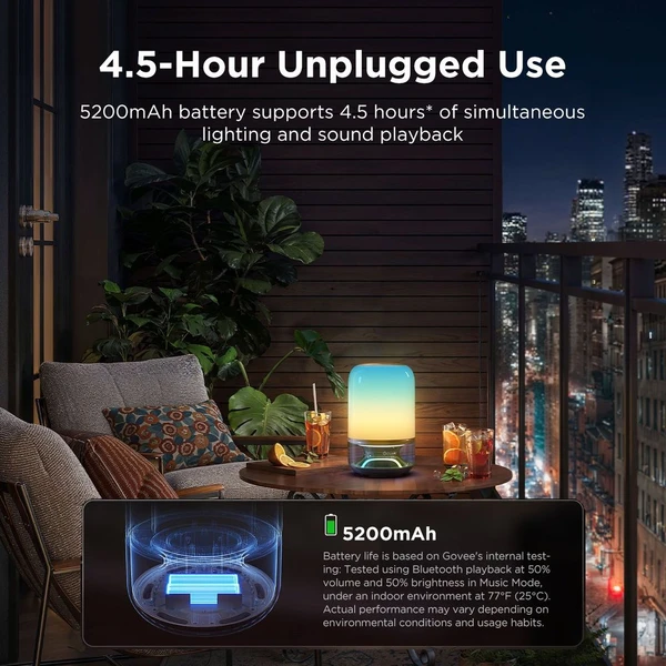 Govee Table Lamp 2 RGBW Akumulátorová lampa s reproduktorem - zvuk od JBL - Chytré lampičky - Obrázek 4V3L000K01