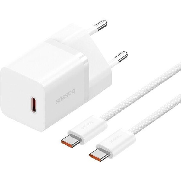 Baseus Nabíječka do sítě GaN5 30W USB-C nabíječka do sítě bílá Bílá