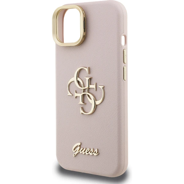Guess PU Grained 4G Logo Stand Camera Frame kryt iPhone 15 růžový - Pouzdra - Obrázek 4a7c60352c634bb79a4e90967e09a871