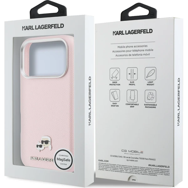 Karl Lagerfeld PU Karl and Choupette Heads Pins MagSafe kryt iPhone 17 Pro růžový - Pouzdra - Obrázek 4b2d01a56c3f44bb96cab986f0e85543