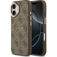 Guess PU Leather 4G Gold Frame MagSafe kryt iPhone 17 hnědý - Pouzdra