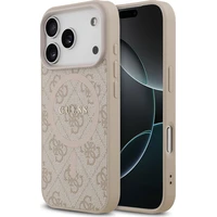 Guess PU Leather 4G Colored Ring MagSafe Zadní Kryt pro iPhone 17 Pro růžový - Pouzdra