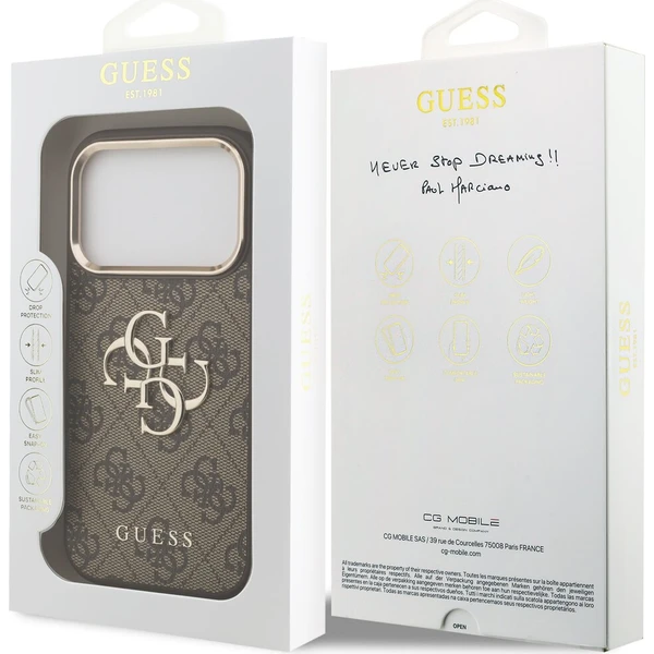 Guess PU Leather 4G Metal Logo Gold Frame MagSafe kryt iPhone 17 Pro hnědý - Pouzdra - Obrázek 4c15cd59fd3c41fdb698a8b66b259cb6