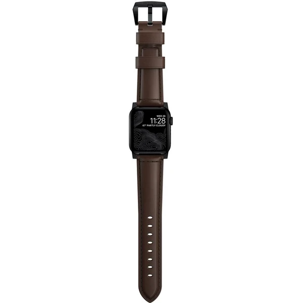 Nomad Traditional kožený řemínek Apple Watch Ultra (49mm) 8/7 (45mm)/6/SE/5/4 hnědý/černé přezky - Řemínky - Obrázek 4c246862e6fa4679b1a657f7c1a0ec30