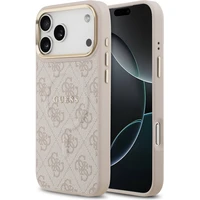 Guess PU Leather 4G Gold Frame MagSafe kryt iPhone 17 Pro Max růžový - Pouzdra