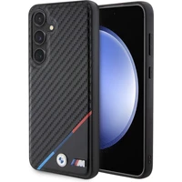 BMW M PU Leather Carbon Magsafe Tricolor Line kryt Samsung Galaxy S24 černý - Pouzdra