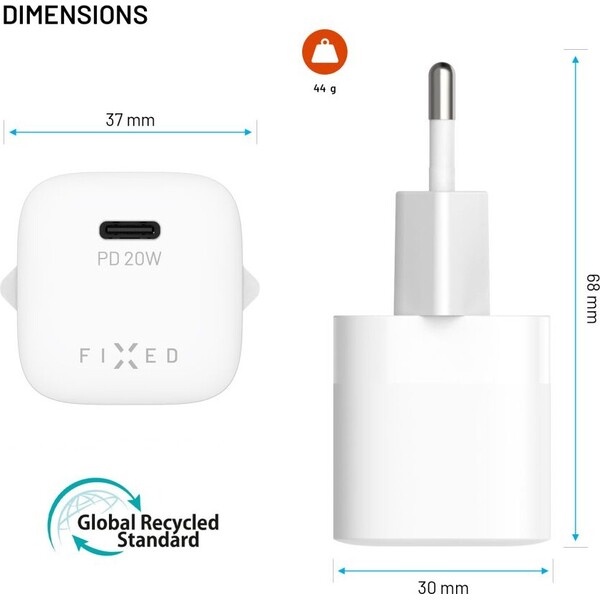 FIXED Mini nabíječka s USB-C a PD, 20W, bílá - Nabíječky - Obrázek 4db1e953a13044958b90d134261af3d9